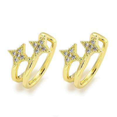 Brass Micro Pave Cubic Zirconia Cuff Earrings