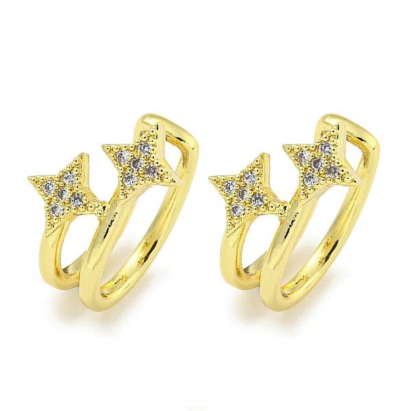 Brass Micro Pave Cubic Zirconia Cuff Earrings