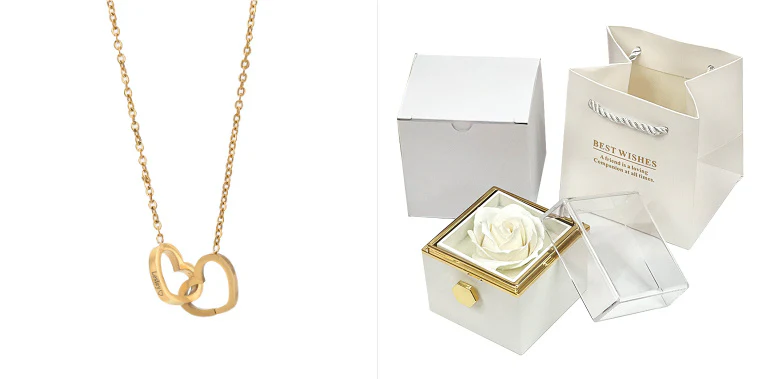 Rotating Soap Flower Rose Gift Box Creative Rotating Rose Jewelry Packaging Box Valentine's Day Gift For Women | Color: Set1