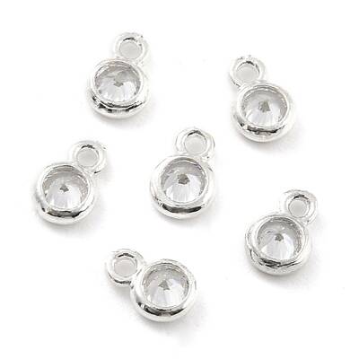 925 Sterling Silver with Single Cubic Zirconia Charms