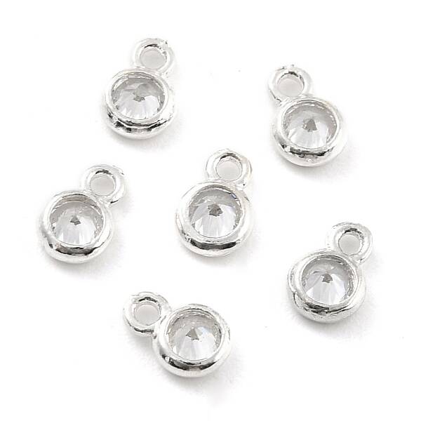 925 Sterling Silver with Single Cubic Zirconia Charms