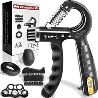 Grip Strength Trainer Kit (5 Pack), Forearm Strengthener, Hand Squeezer Adjustable Resistance, Finger Stretcher, Grip Ring, R...