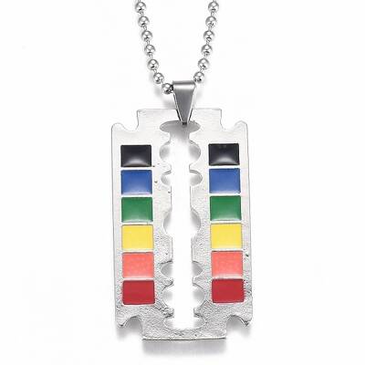 Rainbow Alloy Blade Pendant Necklaces