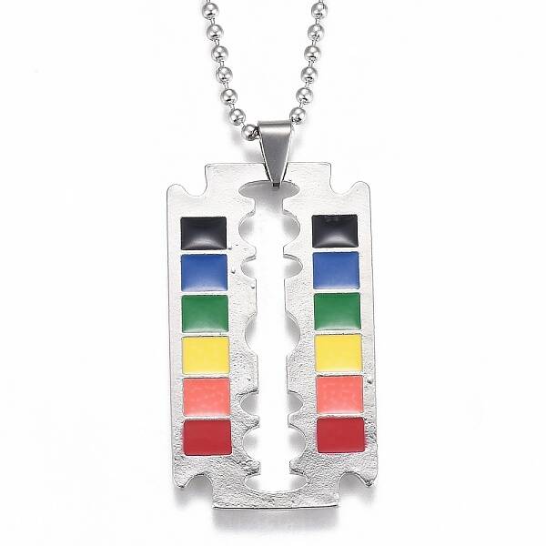 Rainbow Alloy Blade Pendant Necklaces