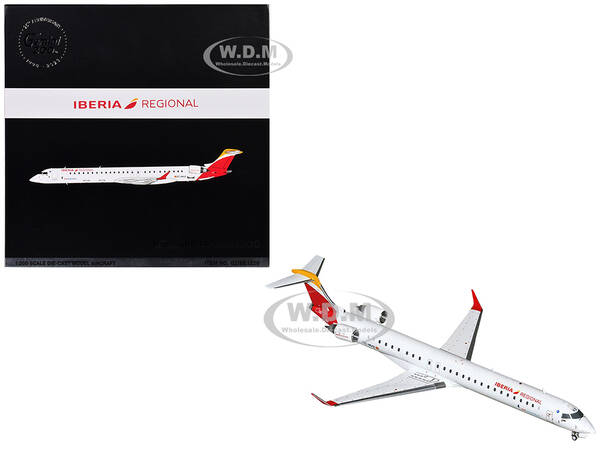 Bombardier CRJ1000 Commercial Aircraft Iberia Regional (EC-MVZ) White with Red Tail Gemini 200 Series 1/200 Diecast Model Air...