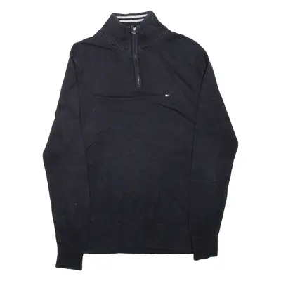 TOMMY HILFIGER Mens Jumper Blue 1/4 Zip Tight Knit M