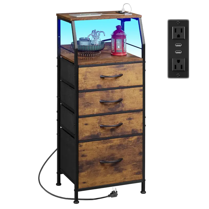WLIVE 4-Drawer LED Nightstand | 37\