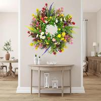 Artificial Flower Wreath, 1 Box Colorful Faux Flower Wreath, Decorative Flower Wreath for Home Party Wedding Front Door Wall ...