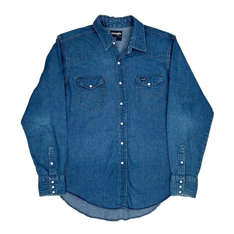 Wrangler Denim Shirt - XL Blue Cotton