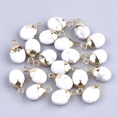 Electroplate Natural Howlite Charms