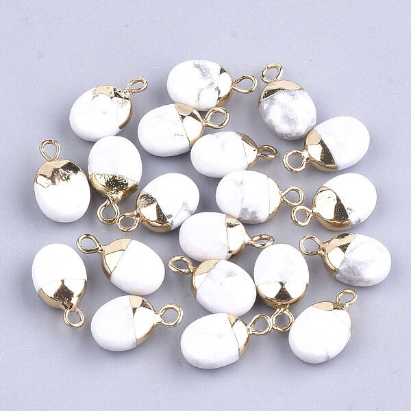 Electroplate Natural Howlite Charms
