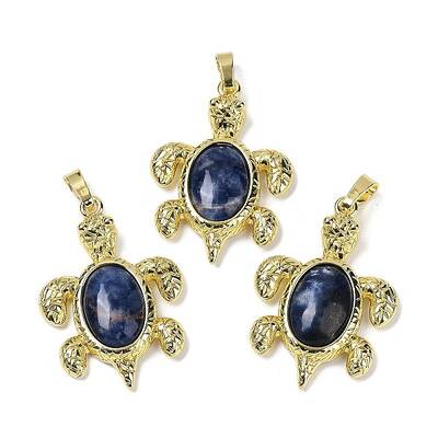 Natural Sodalite & Brass Pendants