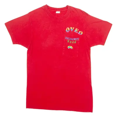 FRUIT OF THE LOOM Painted Rainbow Mens T-Shirt Red Crew Neck L
