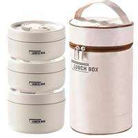 Portable Insulated Food Lunch Container Set, 1 Set Including 3 Counts Durable Thermal Lunch Boxes & 1 Count Insulated Bag, 3 ...