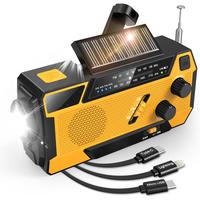 7400mWh Battery Operated 3 in 1 Charging Cable Hand Crank Charger with AM FM Portable Solar Powered Radio for Winter Storm Hu...