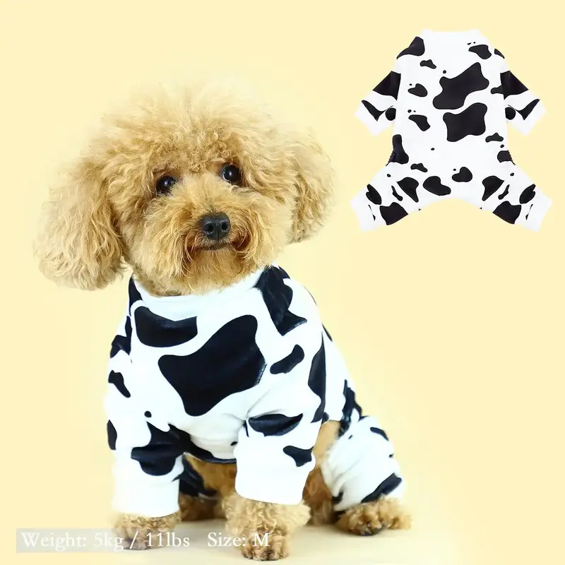 Cow Pattern Pet Pajama, Cute Pet Clothes, Comfortable Pet Sleepwear For Small Medium Large Dogs