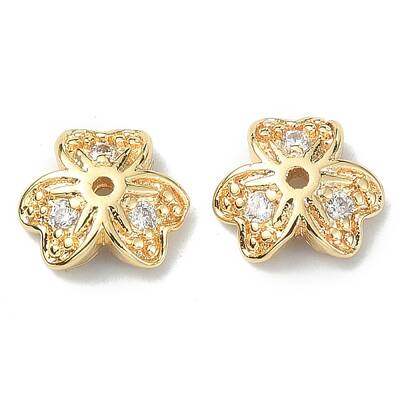 Brass Pave Clear Cubic Zirconia Bead Caps