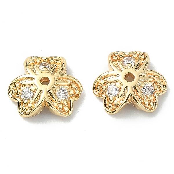 Brass Pave Clear Cubic Zirconia Bead Caps