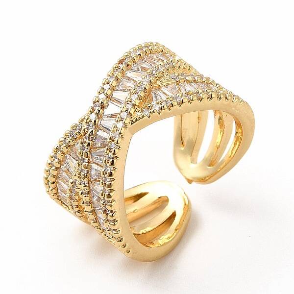 Cubic Zirconia Criss Cross Open Cuff Ring