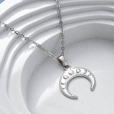 Double Horn 304 Stainless Steel Pendant Necklaces