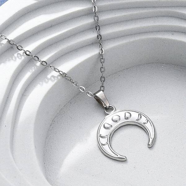 Double Horn 304 Stainless Steel Pendant Necklaces