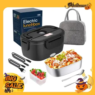 Electric Lunch Box - 80W 1.5L/1.8L Portable Food Warmer for Adults with Tableware & Lunch Bag - Ideal for Car, Home, Office &...