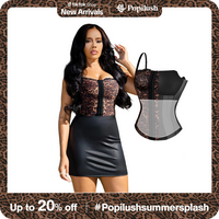 Popilush X Angela Leopard Corset - Black with Leopard Print Design