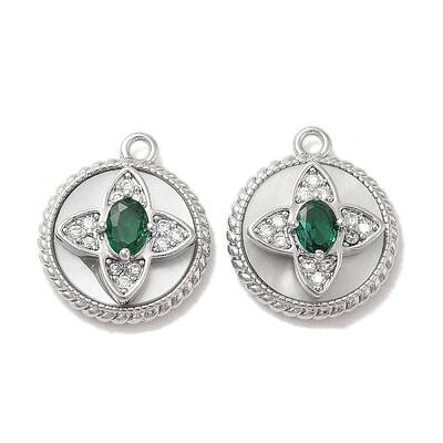 Brass Micro Pave Clear Cubic Zirconia Charms