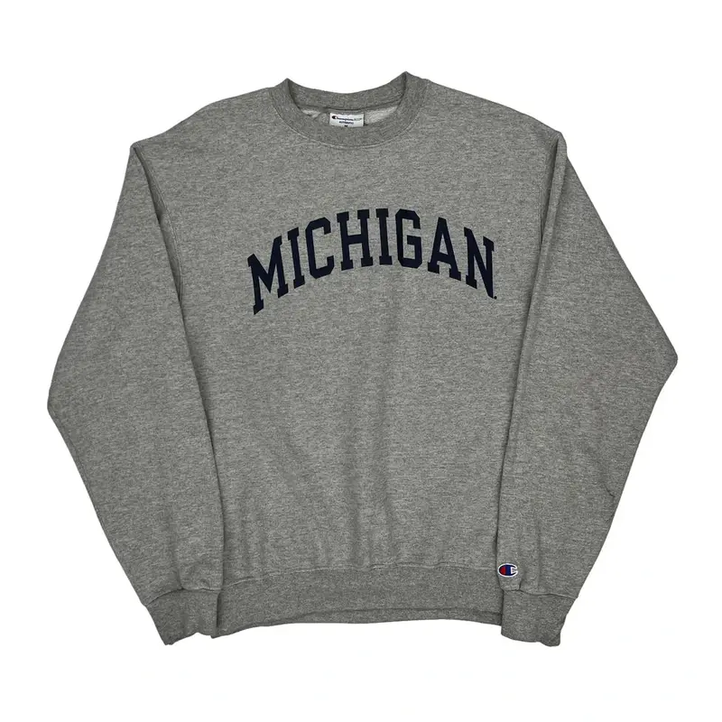 Michigan Champion Graphic Sweatshirt - Medium Grey Cotton Blend