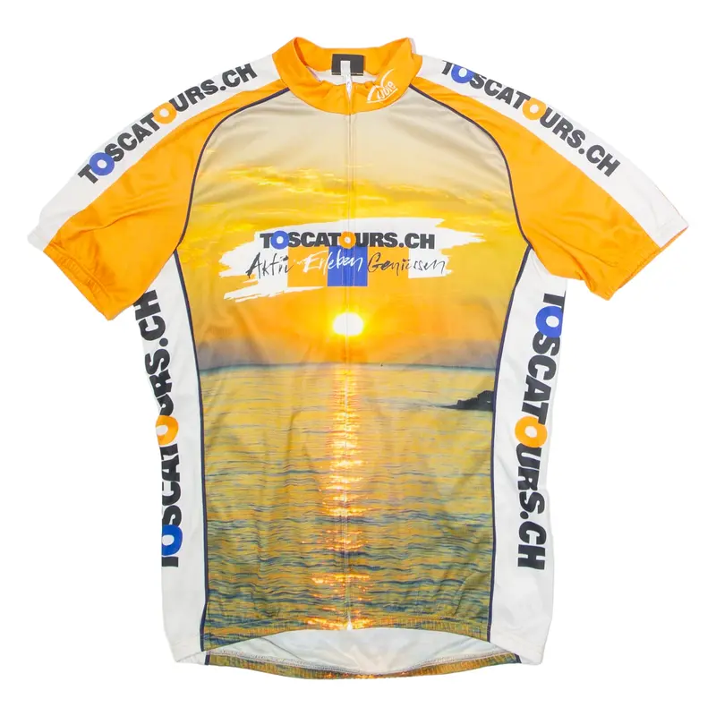CUORE Full Zip Cycling Mens Jersey Orange High Neck XL