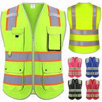 Reflective Safety Vest for Men Women, High Visibility Safety Vest with 8 Pockets Zipper Front, Meets ANSI Standards High Visi...