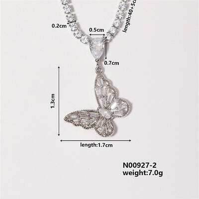 Chic Minimalist Butterfly Brass Micro Pave Cubic Zirconia Pendant Necklaces