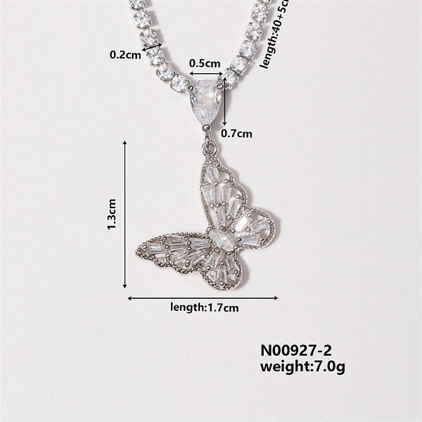Chic Minimalist Butterfly Brass Micro Pave Cubic Zirconia Pendant Necklaces