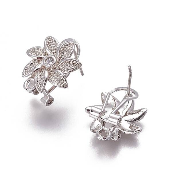 Brass Micro Pave Cubic Zirconia Stud Earring Findings