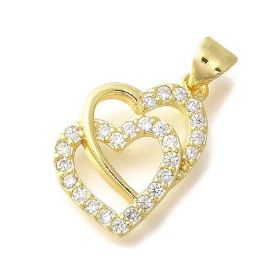 Brass Micro Pave Clear Cubic Zirconia Pendants