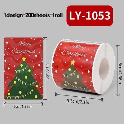 200Pcs Christmas Theme Paper Self-Adhesive Stickers