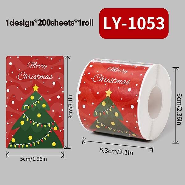 200Pcs Christmas Theme Paper Self-Adhesive Stickers