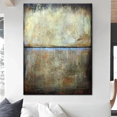 Abstract Art in Gold, Black and Blue | OVERWHELMING SUNSET