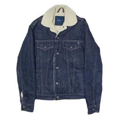 PEPE JEANS Mens Sherpa Lined Denim Jacket Blue XS