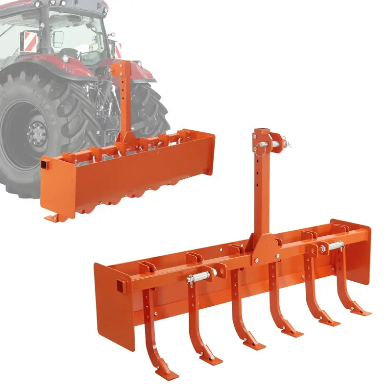 Garvee 55 Heavy Duty Box Blade for Tractor - 6 Adjustable Scarifier Shanks, 3-Point Hitch, Reinforced Carbon Steel, CAT-0 & ...