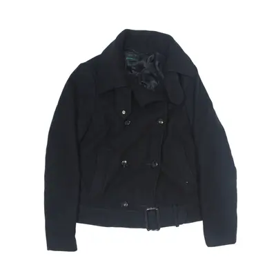 STILE BENETTON Pea Jacket Black Wool Mens S