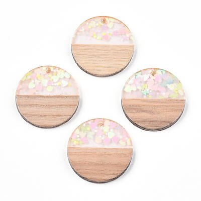 Transparent Resin & White Wood Pendants