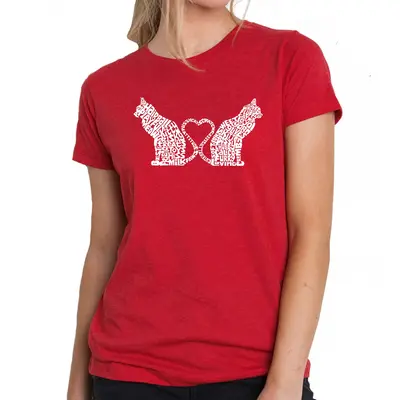 Cat Tail Hearts - Women's Premium Blend Word Art T-Shirt - Black - Small