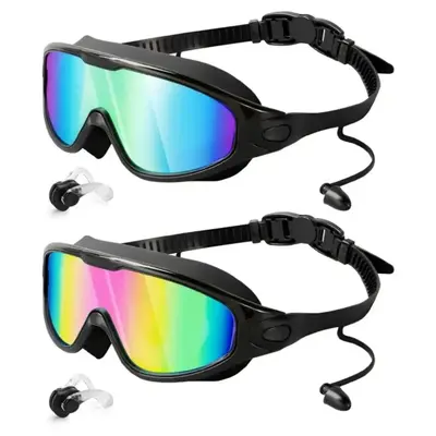 Wide Field Anti-fog Swimming Goggles, 1/2 Counts Anti-UV Swimming Goggles, Swimming Goggles for Adults, Water Sports Equipmen...
