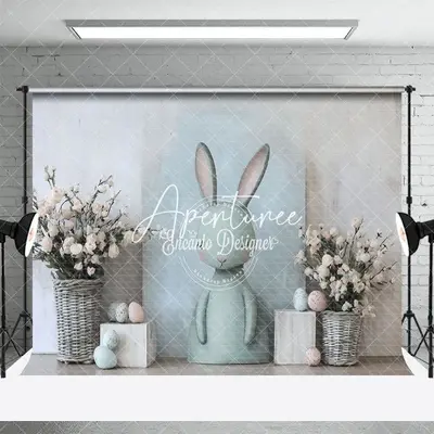 Aperturee Abstract Wall Green Bunny Floral Egg Easter Backdrop, 3X2FT(1MX0.6M), 14 USD, easter backdrops, ENHD3J33-M