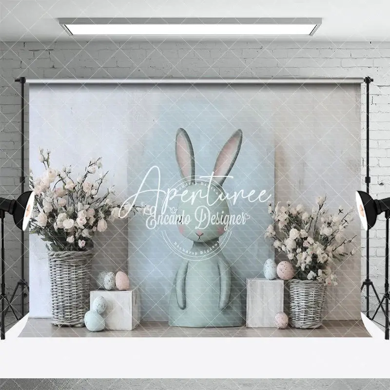 Aperturee Abstract Wall Green Bunny Floral Egg Easter Backdrop, 3X2FT(1MX0.6M), 14 USD, easter backdrops, ENHD3J33-M