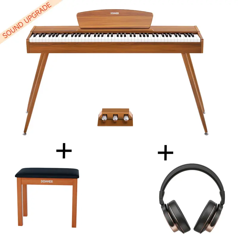Donner DDP-80 Wooden Digital Piano - Natural Sound Upgrade / Piano+Bench+Headphones