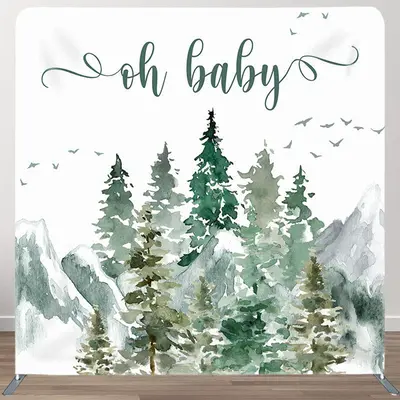 Aperturee Oh Baby Woods Fabric Backdrop Cover for Baby Shower - Aperturee