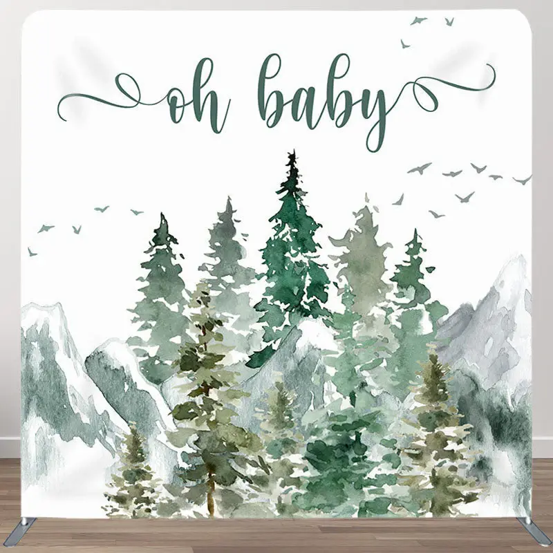 Aperturee Oh Baby Woods Fabric Backdrop Cover for Baby Shower - Aperturee