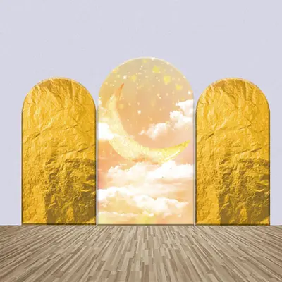 Gold Rock Moon Stars White Clouds Arch Backdrop It - Aperturee